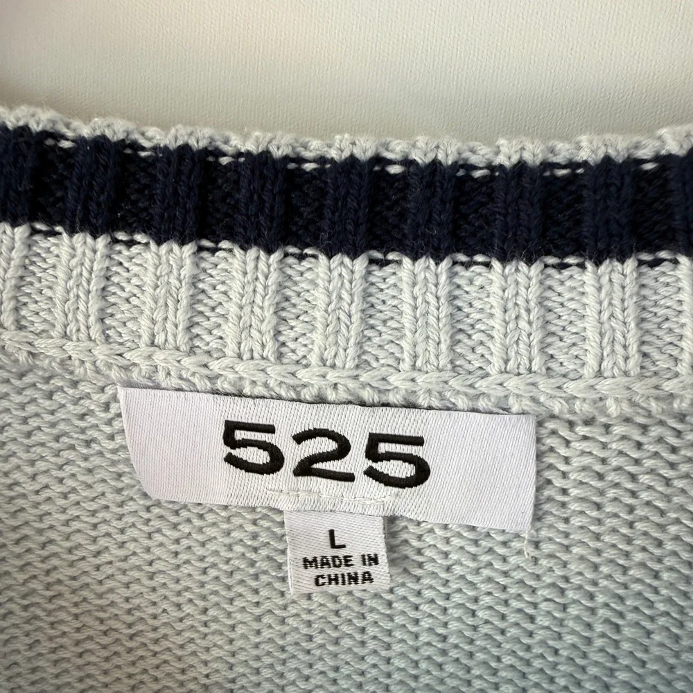 525 America Crewneck Sweater Womens L Light Blue Oversized Cotton Knit 12892